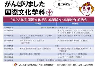 2022年度 国際文化学科卒業論文・卒業制作発表会を開催しました