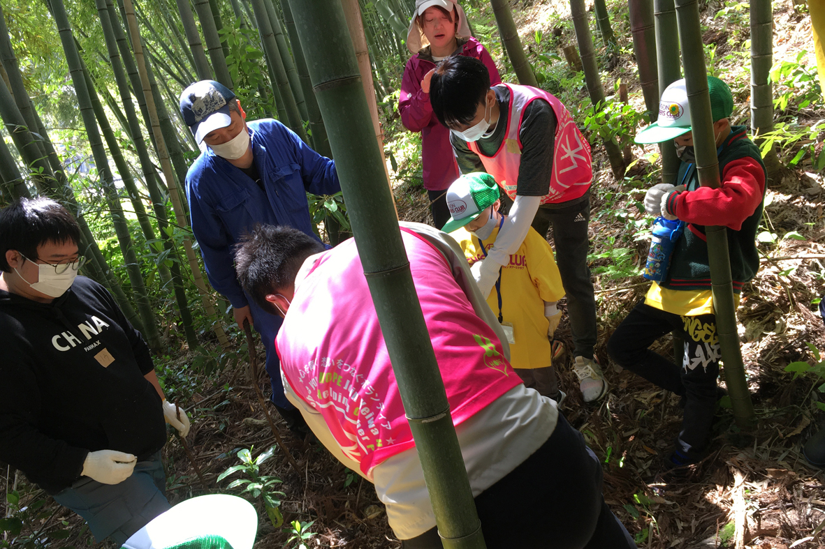 子どもたちの竹林整備と料理体験を補助するボランティアに参加しました