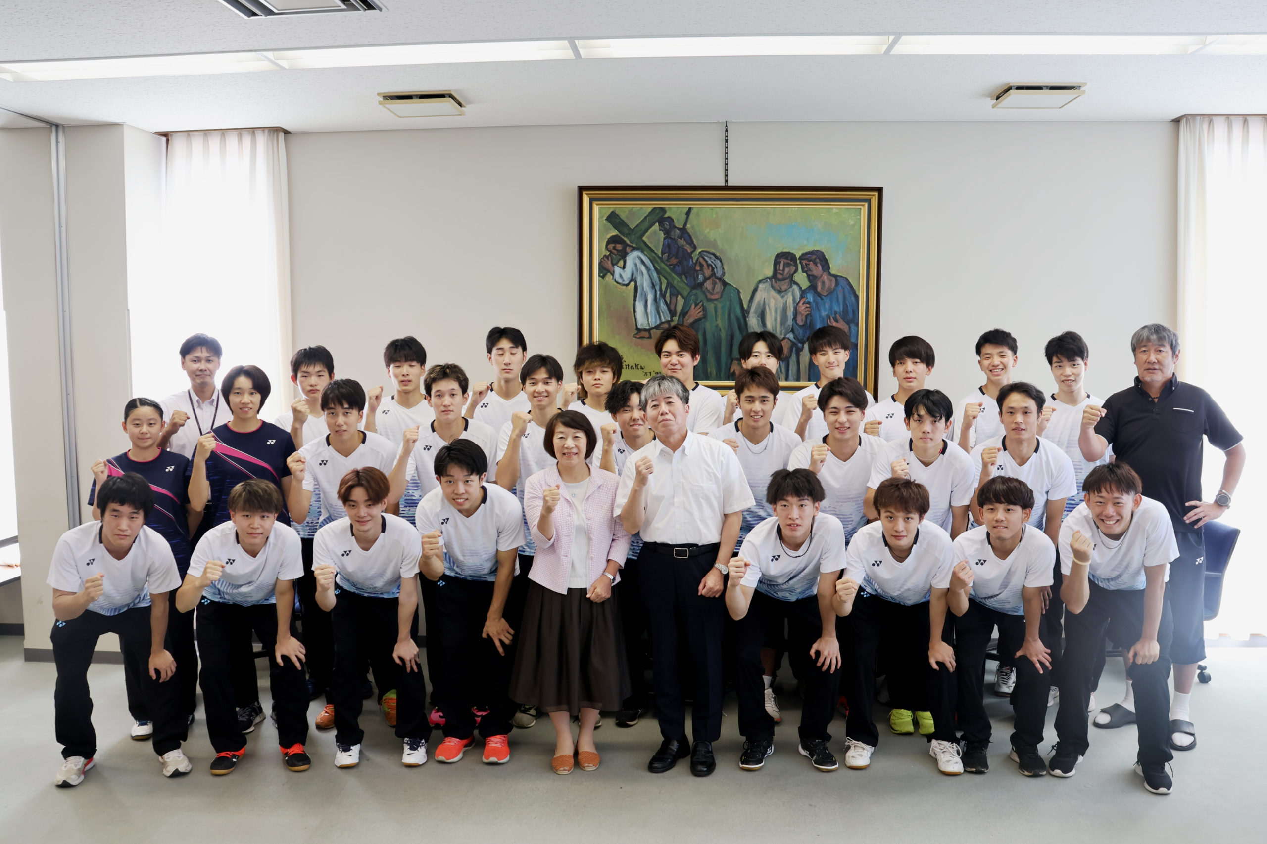 西日本学生バドミントン選手権大会に出場する選手、監督、コーチ