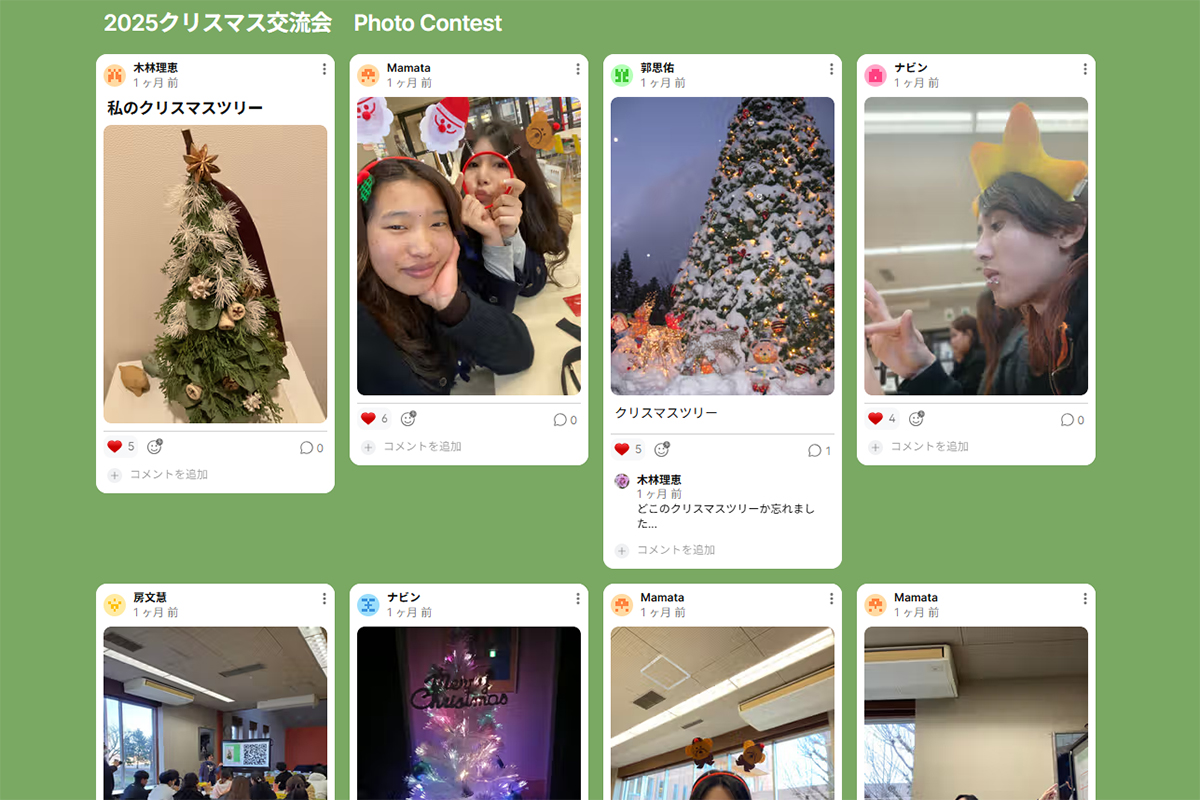 大学内で撮影した写真をその場で共有して投票しました